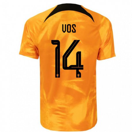 Kandiny Niño Camiseta Países Bajos Silvano Vos #14 Naranja Láser 1ª Equipación 22-24 La Camisa Chile