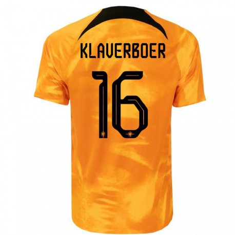 Kandiny Niño Camiseta Países Bajos Bernt Klaverboer #16 Naranja Láser 1ª Equipación 22-24 La Camisa Chile
