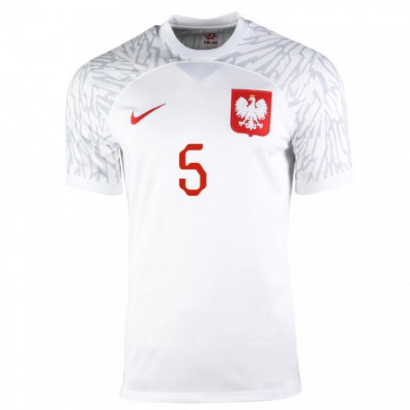 Kandiny Niño Camiseta Polonia Anna Redzia #5 Blanco 1ª Equipación 22-24 La Camisa Chile