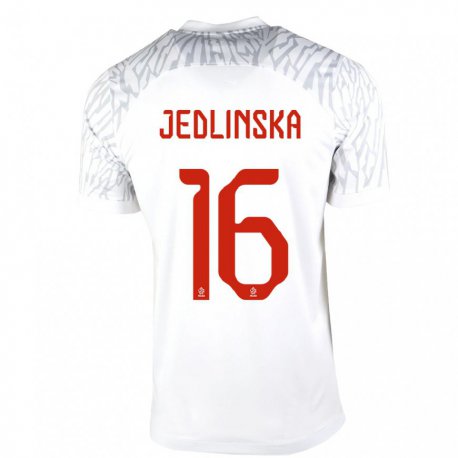 Kandiny Niño Camiseta Polonia Klaudia Jedlinska #16 Blanco 1ª Equipación 22-24 La Camisa Chile