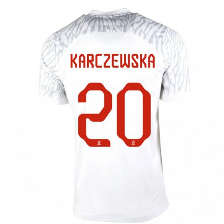 Kandiny Niño Camiseta Polonia Nikola Karczewska #20 Blanco 1ª Equipación 22-24 La Camisa Chile