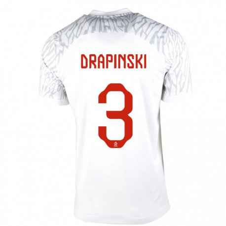 Kandiny Niño Camiseta Polonia Igor Drapinski #3 Blanco 1ª Equipación 22-24 La Camisa Chile