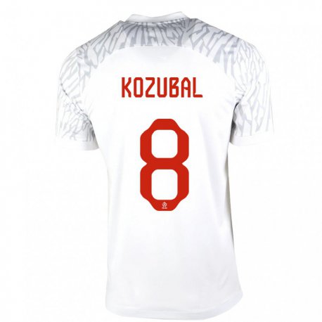 Kandiny Niño Camiseta Polonia Antoni Kozubal #8 Blanco 1ª Equipación 22-24 La Camisa Chile