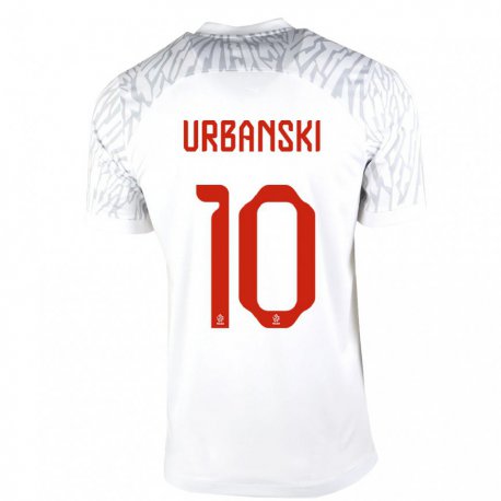Kandiny Niño Camiseta Polonia Kacper Urbanski #10 Blanco 1ª Equipación 22-24 La Camisa Chile
