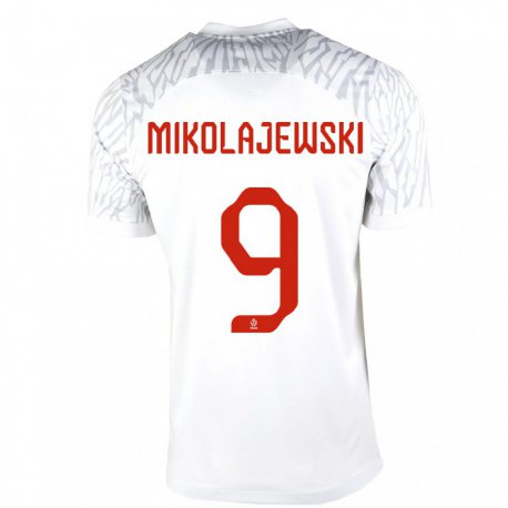 Kandiny Niño Camiseta Polonia Daniel Mikolajewski #9 Blanco 1ª Equipación 22-24 La Camisa Chile