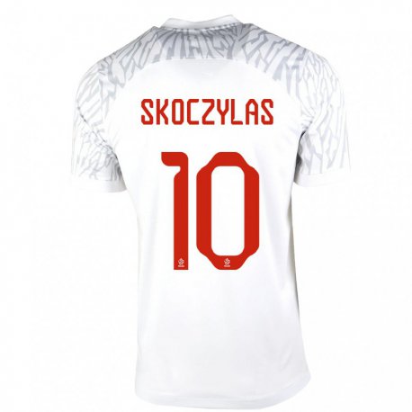 Kandiny Niño Camiseta Polonia Mateusz Skoczylas #10 Blanco 1ª Equipación 22-24 La Camisa Chile