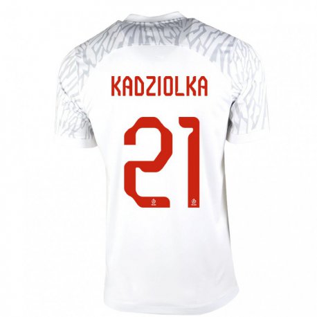 Kandiny Niño Camiseta Polonia Szymon Kadziolka #21 Blanco 1ª Equipación 22-24 La Camisa Chile