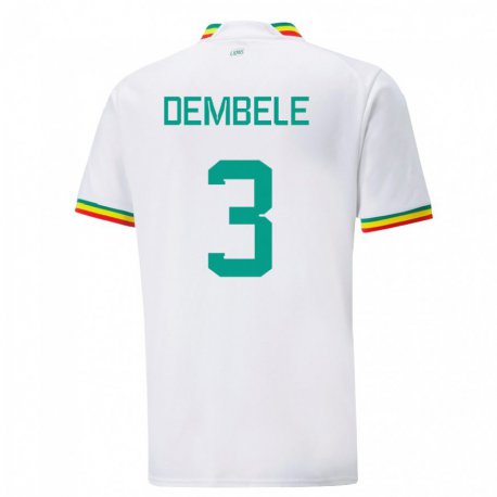 Kandiny Niño Camiseta Senegal Anta Dembele #3 Blanco 1ª Equipación 22-24 La Camisa Chile