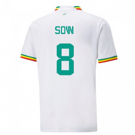 Kandiny Niño Camiseta Senegal Mbayang Sow #8 Blanco 1ª Equipación 22-24 La Camisa Chile