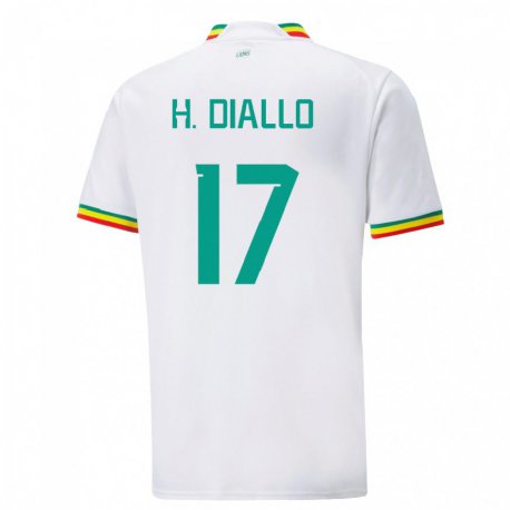 Kandiny Niño Camiseta Senegal Hapsatou Malado Diallo #17 Blanco 1ª Equipación 22-24 La Camisa Chile