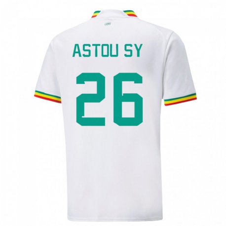 Kandiny Niño Camiseta Senegal Astou Sy #26 Blanco 1ª Equipación 22-24 La Camisa Chile