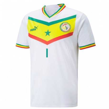 Kandiny Niño Camiseta Senegal Cheikh Sarr #1 Blanco 1ª Equipación 22-24 La Camisa Chile