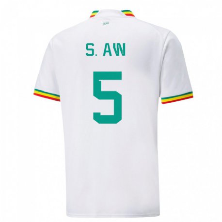 Kandiny Niño Camiseta Senegal Souleymane Aw #5 Blanco 1ª Equipación 22-24 La Camisa Chile