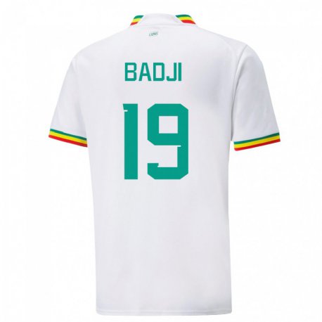Kandiny Niño Camiseta Senegal Youssouph Badji #19 Blanco 1ª Equipación 22-24 La Camisa Chile