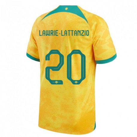 Kandiny Niño Camiseta Australia Luis Lawrie Lattanzio #20 Dorado 1ª Equipación 22-24 La Camisa Chile