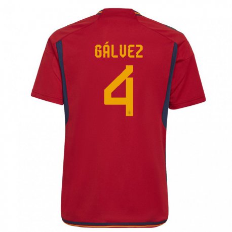 Kandiny Niño Camiseta España Rocio Galvez #4 Rojo 1ª Equipación 22-24 La Camisa Chile