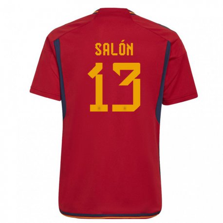 Kandiny Niño Camiseta España Enith Salon #13 Rojo 1ª Equipación 22-24 La Camisa Chile