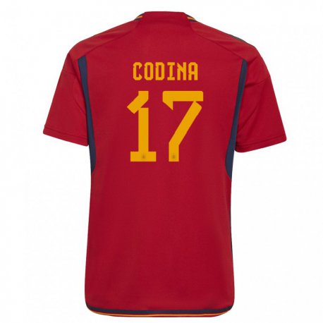 Kandiny Niño Camiseta España Laia Codina #17 Rojo 1ª Equipación 22-24 La Camisa Chile