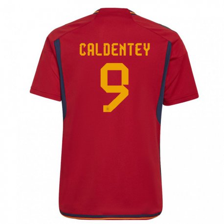 Kandiny Niño Camiseta España Mariona Caldentey #9 Rojo 1ª Equipación 22-24 La Camisa Chile