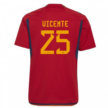 Kandiny Niño Camiseta España Ainhoa Vicente #25 Rojo 1ª Equipación 22-24 La Camisa Chile