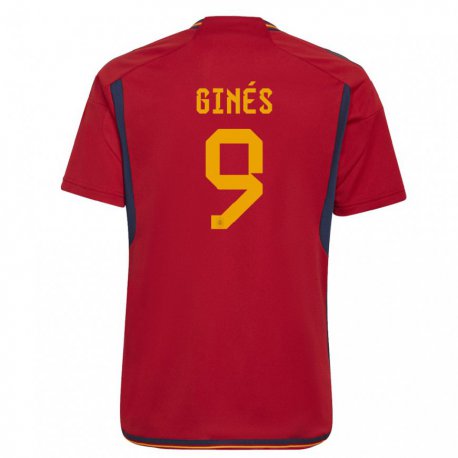 Kandiny Niño Camiseta España Alvaro Gines #9 Rojo 1ª Equipación 22-24 La Camisa Chile