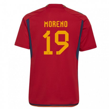 Kandiny Niño Camiseta España Victor Moreno #19 Rojo 1ª Equipación 22-24 La Camisa Chile