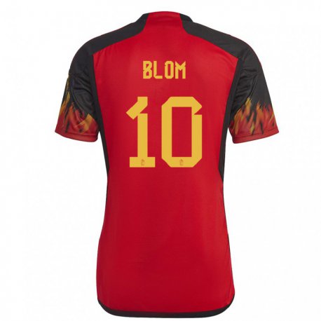 Kandiny Niño Camiseta Bélgica Jassina Blom #10 Rojo 1ª Equipación 22-24 La Camisa Chile