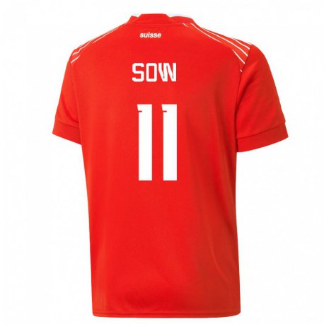 Kandiny Niño Camiseta Suiza Coumba Sow #11 Rojo 1ª Equipación 22-24 La Camisa Chile