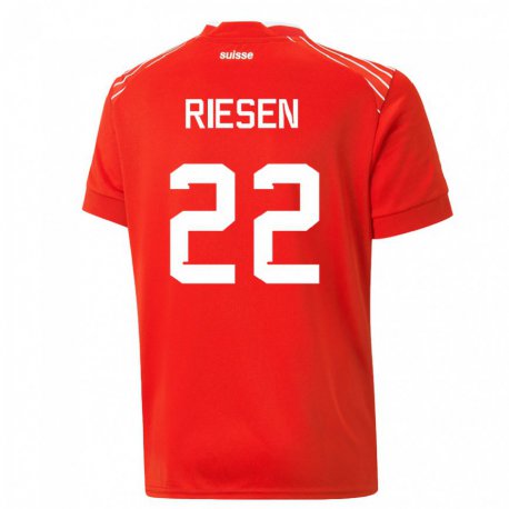 Kandiny Niño Camiseta Suiza Nadine Riesen #22 Rojo 1ª Equipación 22-24 La Camisa Chile