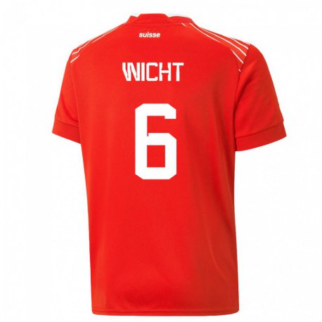Kandiny Niño Camiseta Suiza Nathan Wicht #6 Rojo 1ª Equipación 22-24 La Camisa Chile