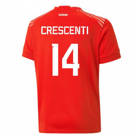 Kandiny Niño Camiseta Suiza Federico Crescenti #14 Rojo 1ª Equipación 22-24 La Camisa Chile