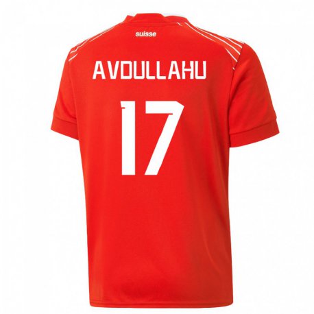 Kandiny Niño Camiseta Suiza Leon Avdullahu #17 Rojo 1ª Equipación 22-24 La Camisa Chile