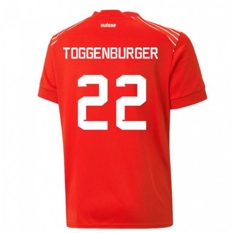 Kandiny Niño Camiseta Suiza Nando Toggenburger #22 Rojo 1ª Equipación 22-24 La Camisa Chile