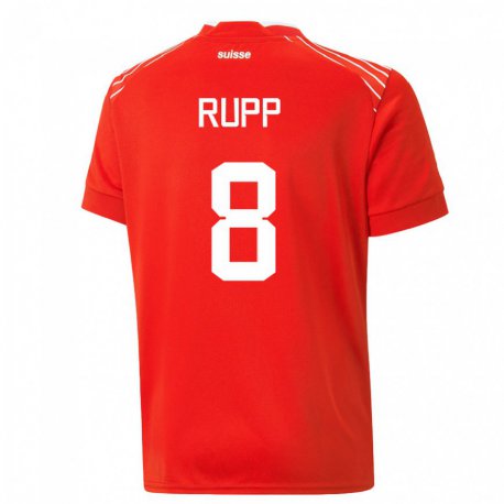Kandiny Niño Camiseta Suiza Noah Rupp #8 Rojo 1ª Equipación 22-24 La Camisa Chile