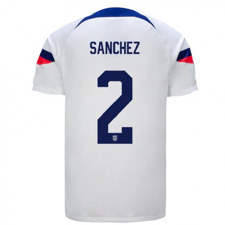 Kandiny Niño Camiseta Estados Unidos Ashley Sanchez #2 Blanco 1ª Equipación 22-24 La Camisa Chile
