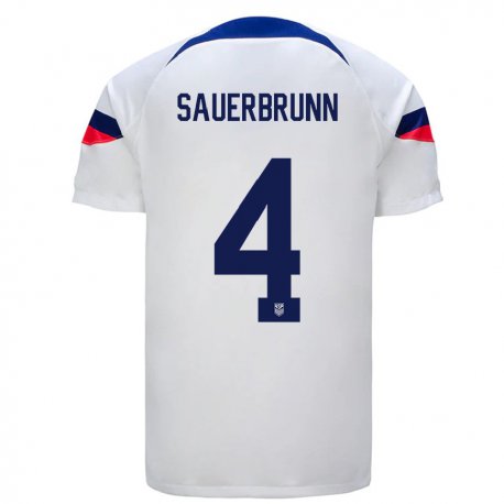 Kandiny Niño Camiseta Estados Unidos Becky Sauerbrunn #4 Blanco 1ª Equipación 22-24 La Camisa Chile