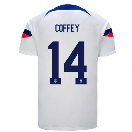 Kandiny Niño Camiseta Estados Unidos Sam Coffey #14 Blanco 1ª Equipación 22-24 La Camisa Chile