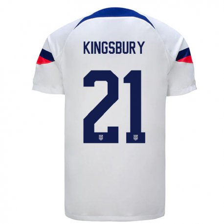Kandiny Niño Camiseta Estados Unidos Aubrey Kingsbury #21 Blanco 1ª Equipación 22-24 La Camisa Chile