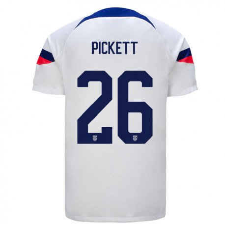 Kandiny Niño Camiseta Estados Unidos Carson Pickett #26 Blanco 1ª Equipación 22-24 La Camisa Chile