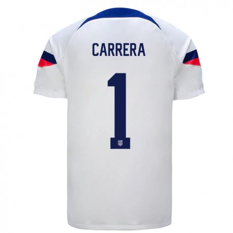 Kandiny Niño Camiseta Estados Unidos Antonio Carrera #1 Blanco 1ª Equipación 22-24 La Camisa Chile