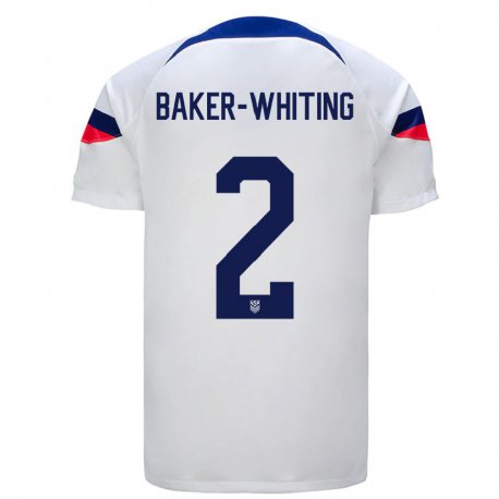 Kandiny Niño Camiseta Estados Unidos Reed Baker Whiting #2 Blanco 1ª Equipación 22-24 La Camisa Chile
