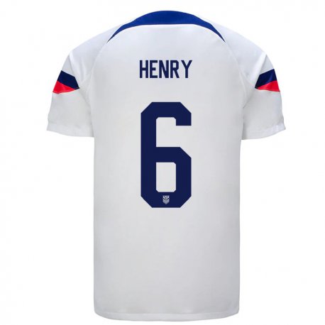 Kandiny Niño Camiseta Estados Unidos Kobi Henry #6 Blanco 1ª Equipación 22-24 La Camisa Chile