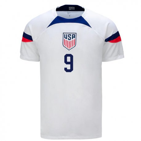 Kandiny Niño Camiseta Estados Unidos Esmir Bajraktarevic #9 Blanco 1ª Equipación 22-24 La Camisa Chile