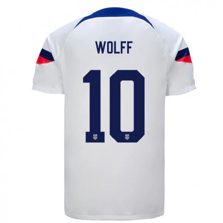 Kandiny Niño Camiseta Estados Unidos Owen Wolff #10 Blanco 1ª Equipación 22-24 La Camisa Chile