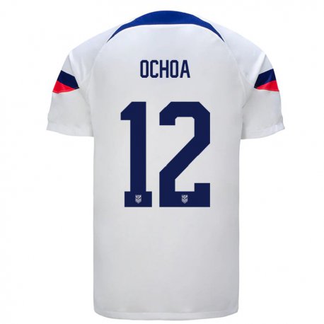 Kandiny Niño Camiseta Estados Unidos Emmanuel Ochoa #12 Blanco 1ª Equipación 22-24 La Camisa Chile