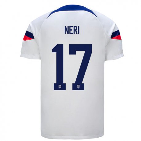 Kandiny Niño Camiseta Estados Unidos Rodrigo Neri #17 Blanco 1ª Equipación 22-24 La Camisa Chile