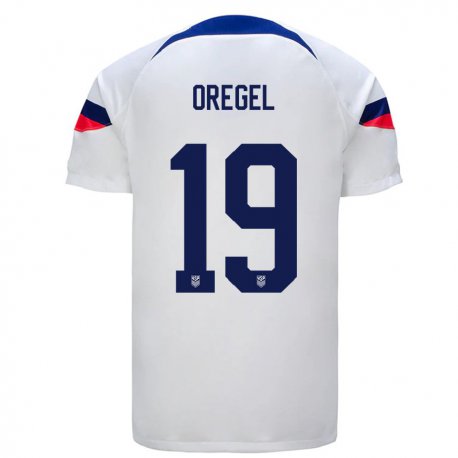 Kandiny Niño Camiseta Estados Unidos Sergio Oregel #19 Blanco 1ª Equipación 22-24 La Camisa Chile
