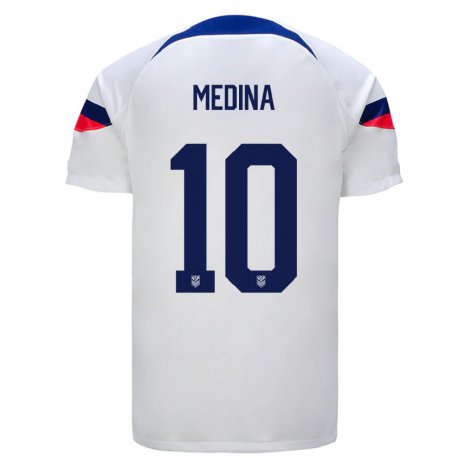 Kandiny Niño Camiseta Estados Unidos Cruz Medina #10 Blanco 1ª Equipación 22-24 La Camisa Chile