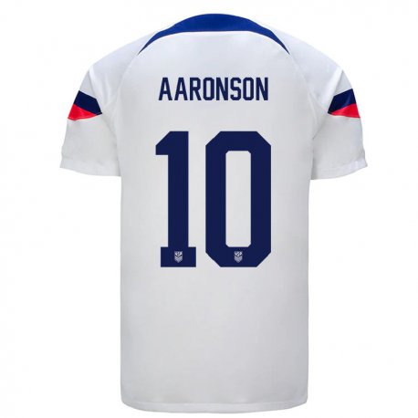 Kandiny Niño Camiseta Estados Unidos Paxten Aaronson #10 Blanco 1ª Equipación 22-24 La Camisa Chile
