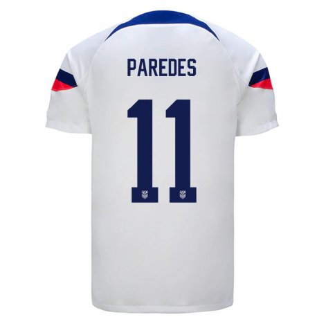 Kandiny Niño Camiseta Estados Unidos Kevin Paredes #11 Blanco 1ª Equipación 22-24 La Camisa Chile